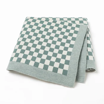 신생아 아기 담요 코튼 부드러운 유아 어린이 침구 소파 유아용 침대 이불 100*80 CM 격자 무늬 유아 소년 소녀 유모차 랩 Swaddle Knit