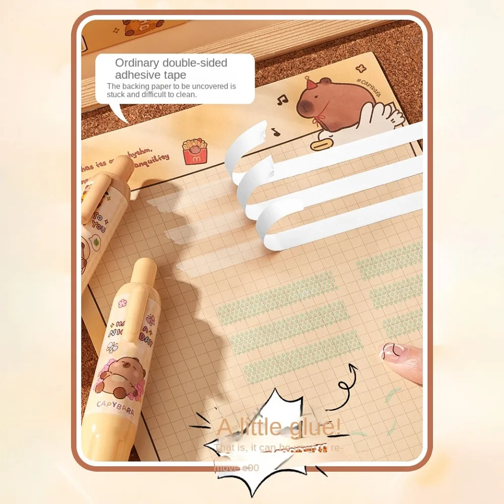 Stationery Capybara Press-On Dot Glue Adhesive Roller Large Capacity Cartoon Double-sided Tape Refillable Multifunctional