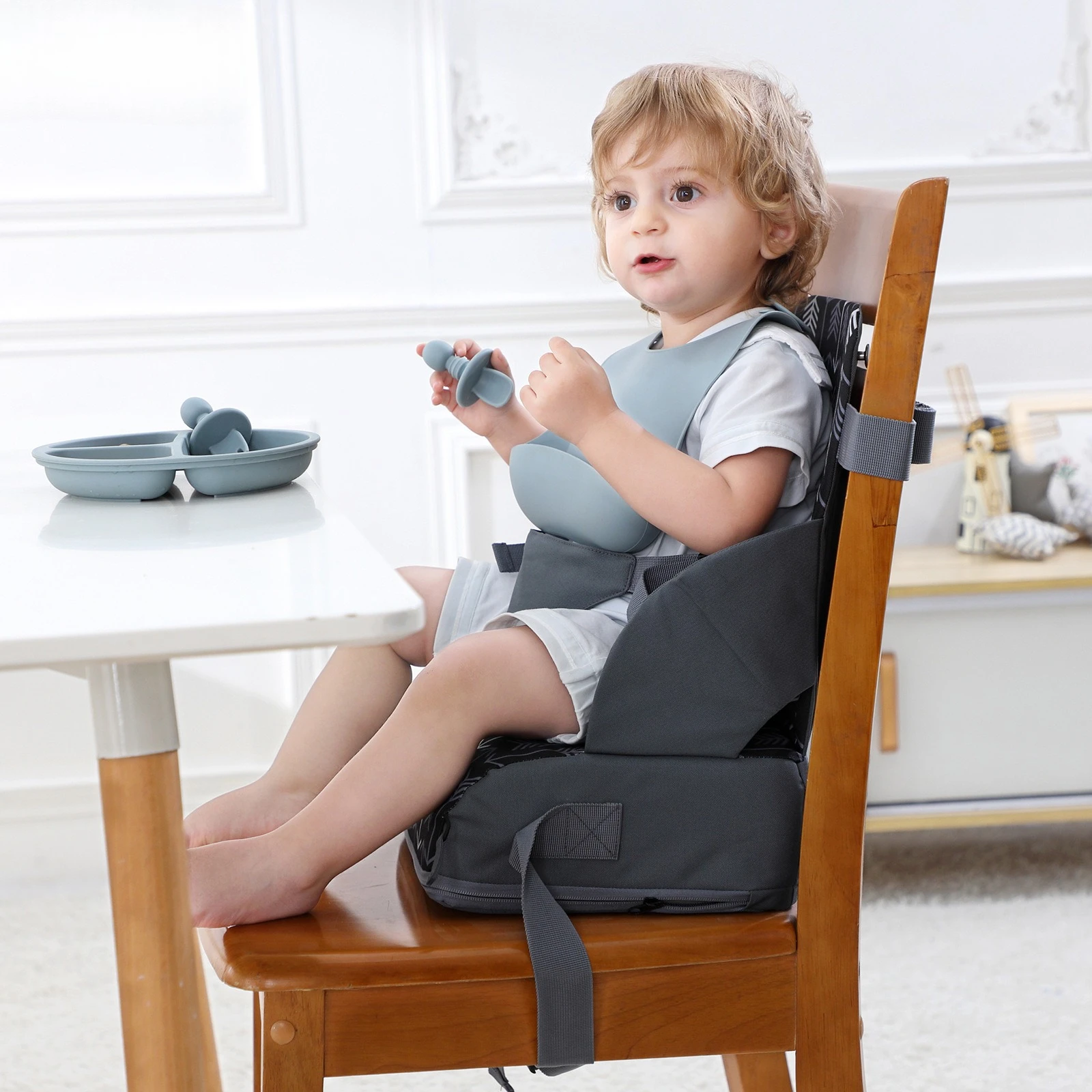 Portable Folding Child Seat Heightening Seat Cushion Baby Eating Dining Chair Heightening Seat Cushion Children's Products