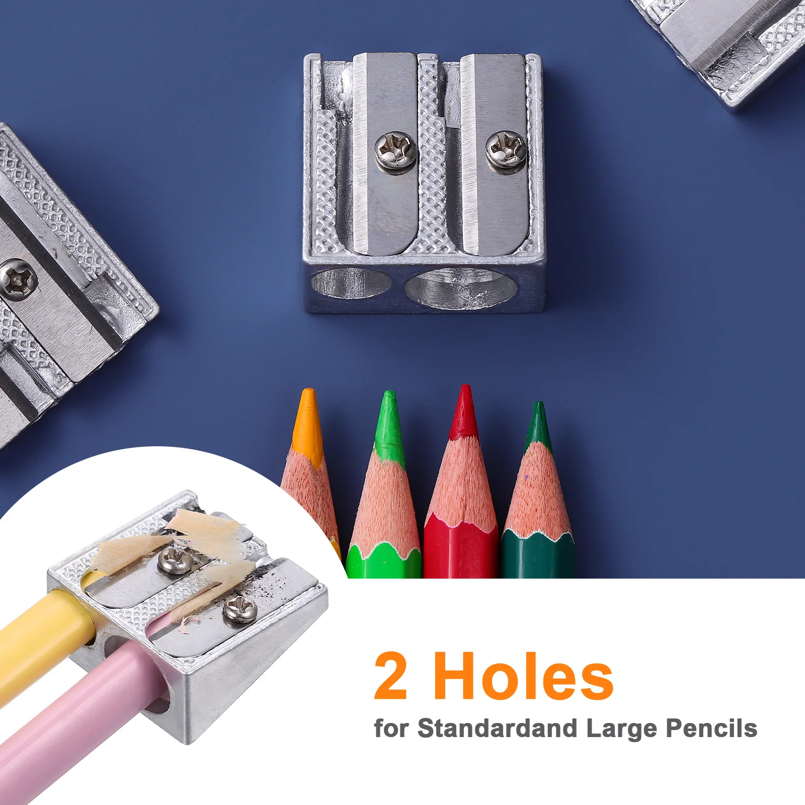 16pcs อลูมิเนียม Sharpeners Crayon Sharpener หลุมแบบพกพา 25x23x12 มม.นักเรียนอุปกรณ์สํานักงานของขวัญ