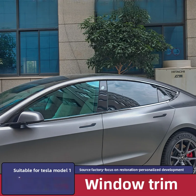 Suitable For 2017-2025 Tesla Model-3 Y Window Trim Modification Black Chrome Decorative Protective Auto Parts