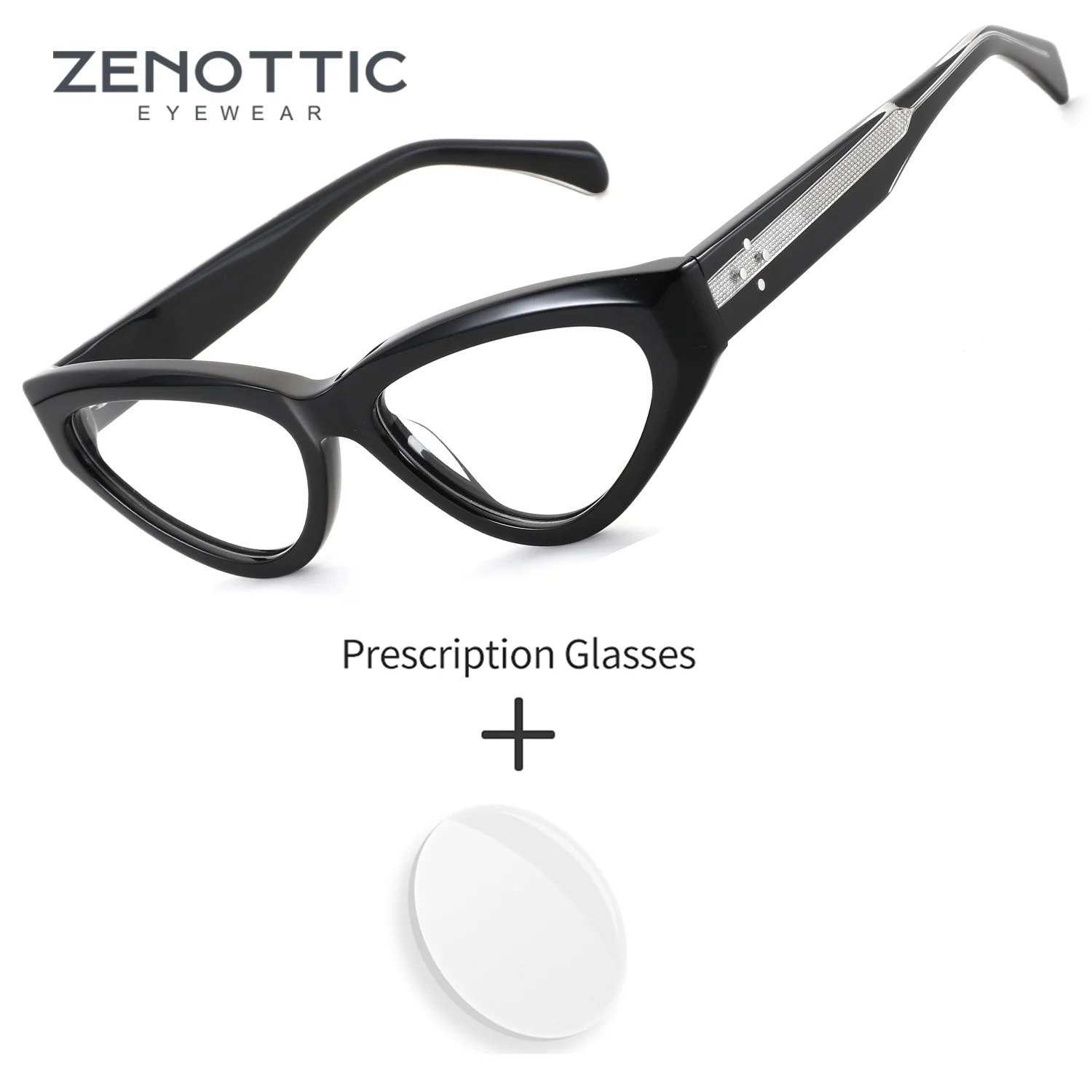 

ZENOTTIC (S Size) Cat Eye Prescription Glasses Women Handmade Acetate Photochromic Anti-Blue Light Medical Optical Eyeglasses