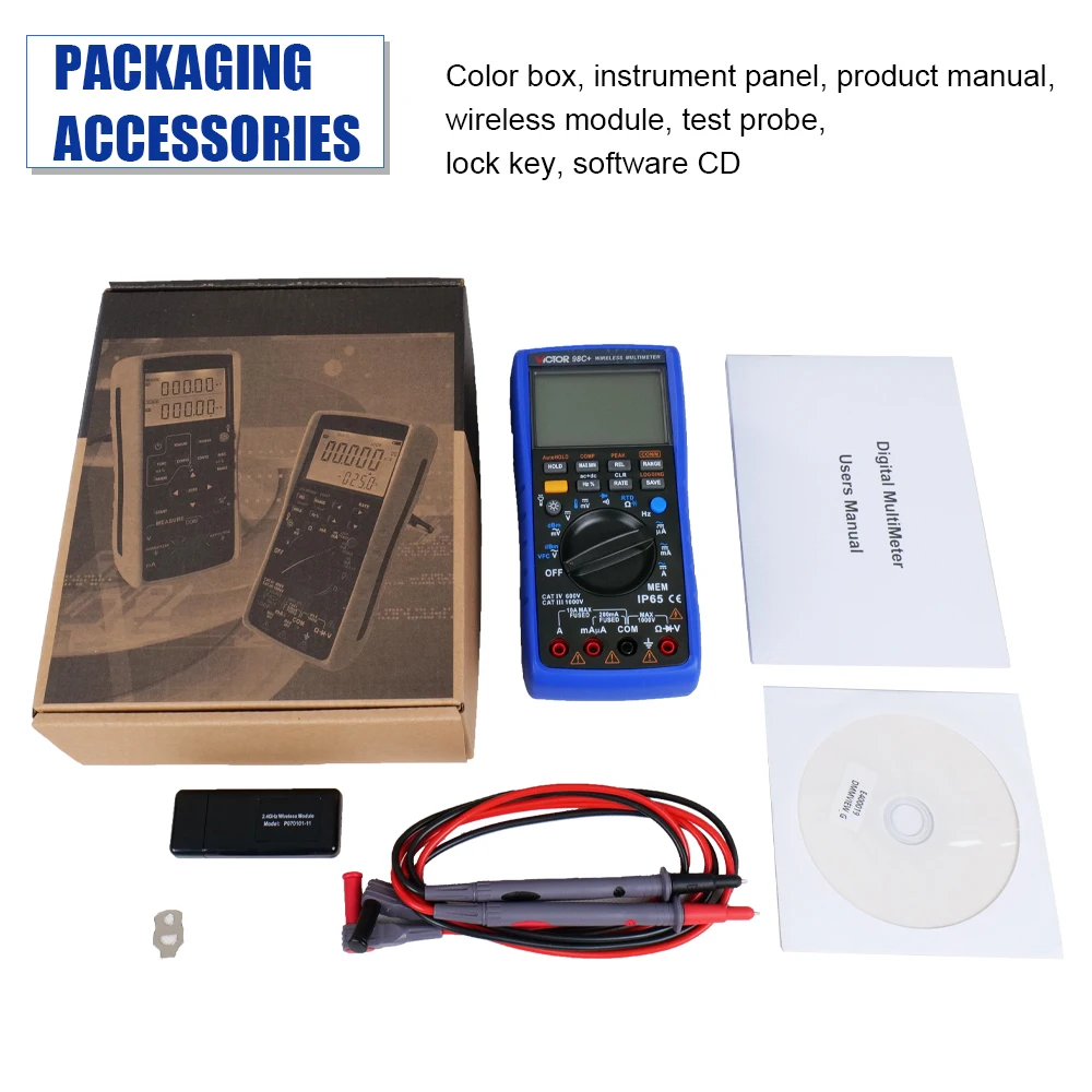 RuoShui 98A + Multimeter Digital Lampu Latar LCD Portabel Ammeter Voltmeter Ohm Penguji Tegangan Meter Multimetro