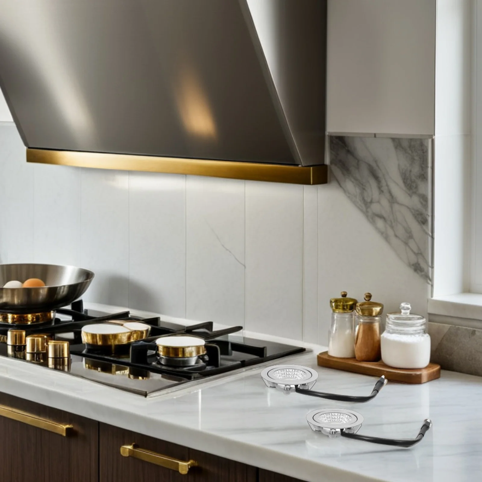 

12-LED Circular Glass Panel Lamp for Kitchen Lighting Replacement Fixture - Bright White LED Range Hood Light Bulb Efficient