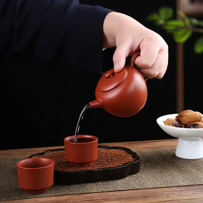 

Yixing Purple Clay Pot Dahongpao Household Tea Making Single Pot Semi Pure Handmade Kung Fu Tea Set Business Gift Logo Engraving