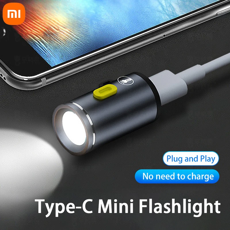 Xiaomi Mini High Brightness LED Flashlight Powered By Type C Connectors Small LED Light Torches For On Travel Use Flashlight