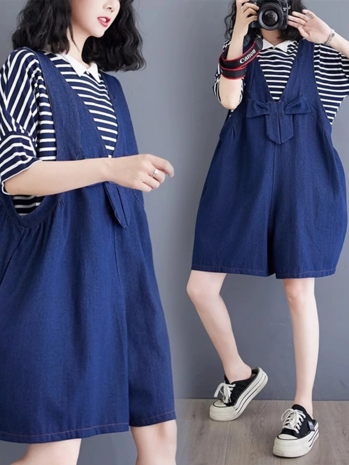 

Женские джинсовые комбинезоны с высокой талией и завязками, модный наряд для весны и лета, производство Китай