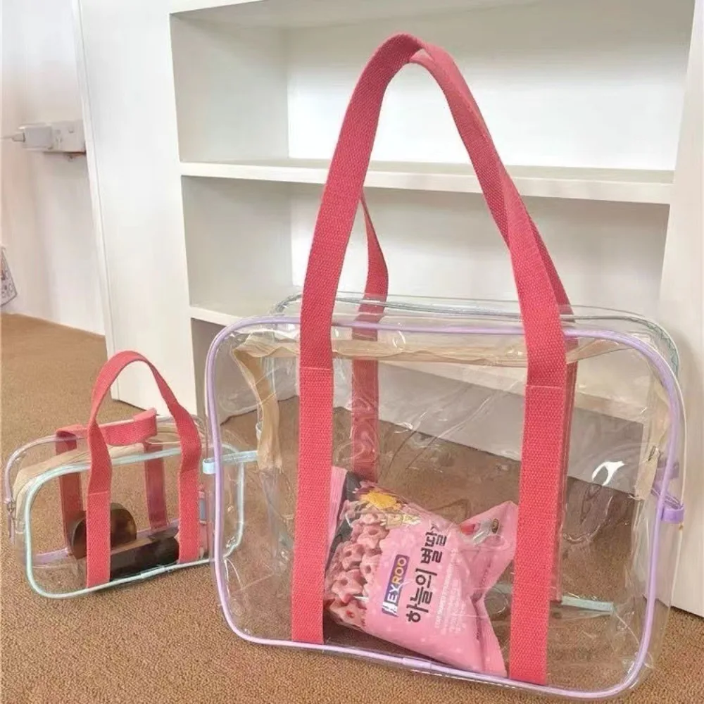 

Hot Sale Large Capacity Transparent Jelly Bag Waterproof Transparent Tote PVC Washing Bag Outdoor