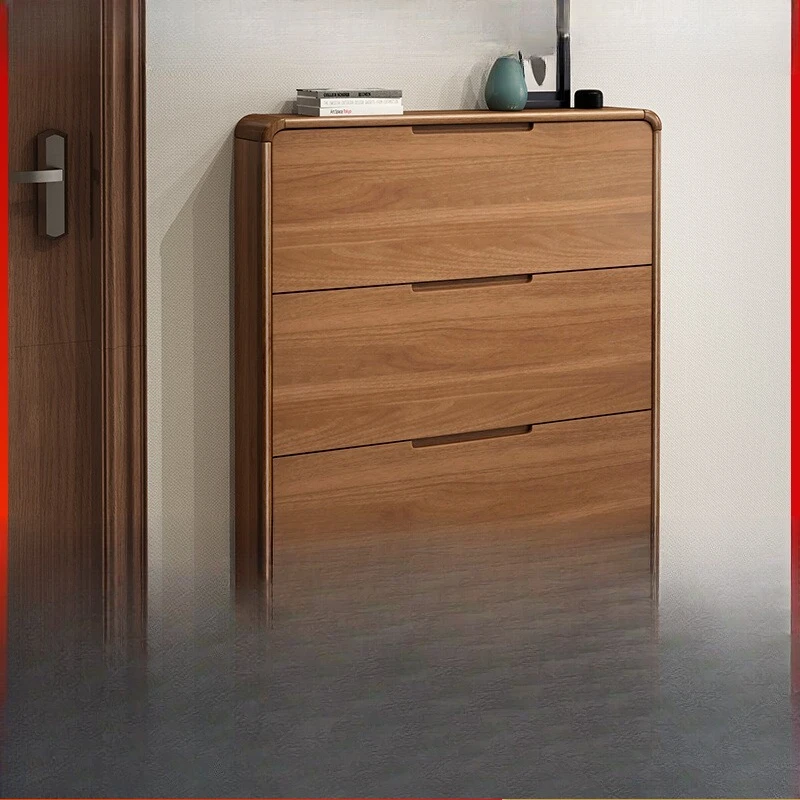 

Ultra-thin shoe cabinet solid wood frame large-capacity household door narrow entry tipping bucket simple modern