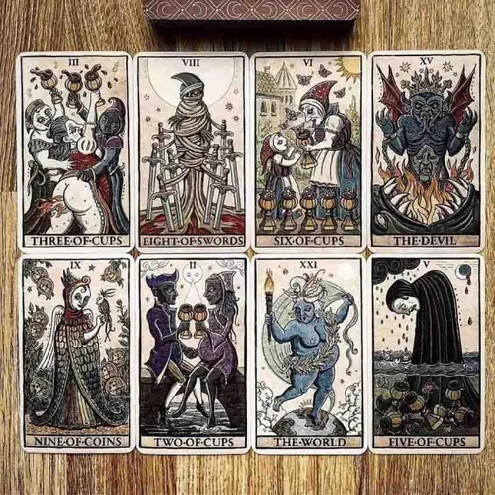 Trionfi Della Luna Tarot ilustrado, juego de cartas Manual de papel de 12x7 cm