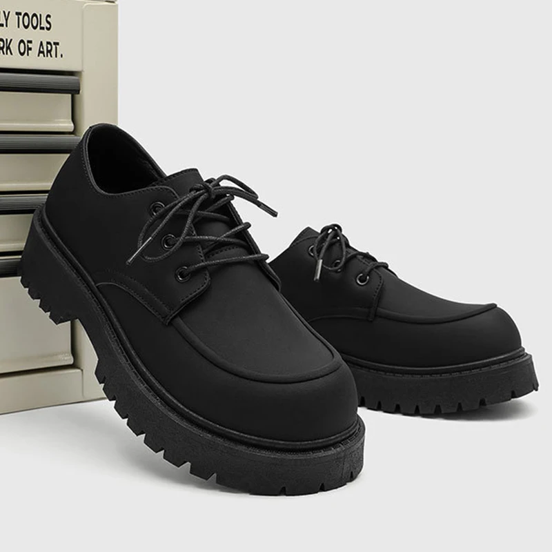 Low-Top Commuter Shoes British Derby Casual Leather Shoes Couple Outdoor Workwear Shoes Comfortable Walking Shoes Big Size 39-46