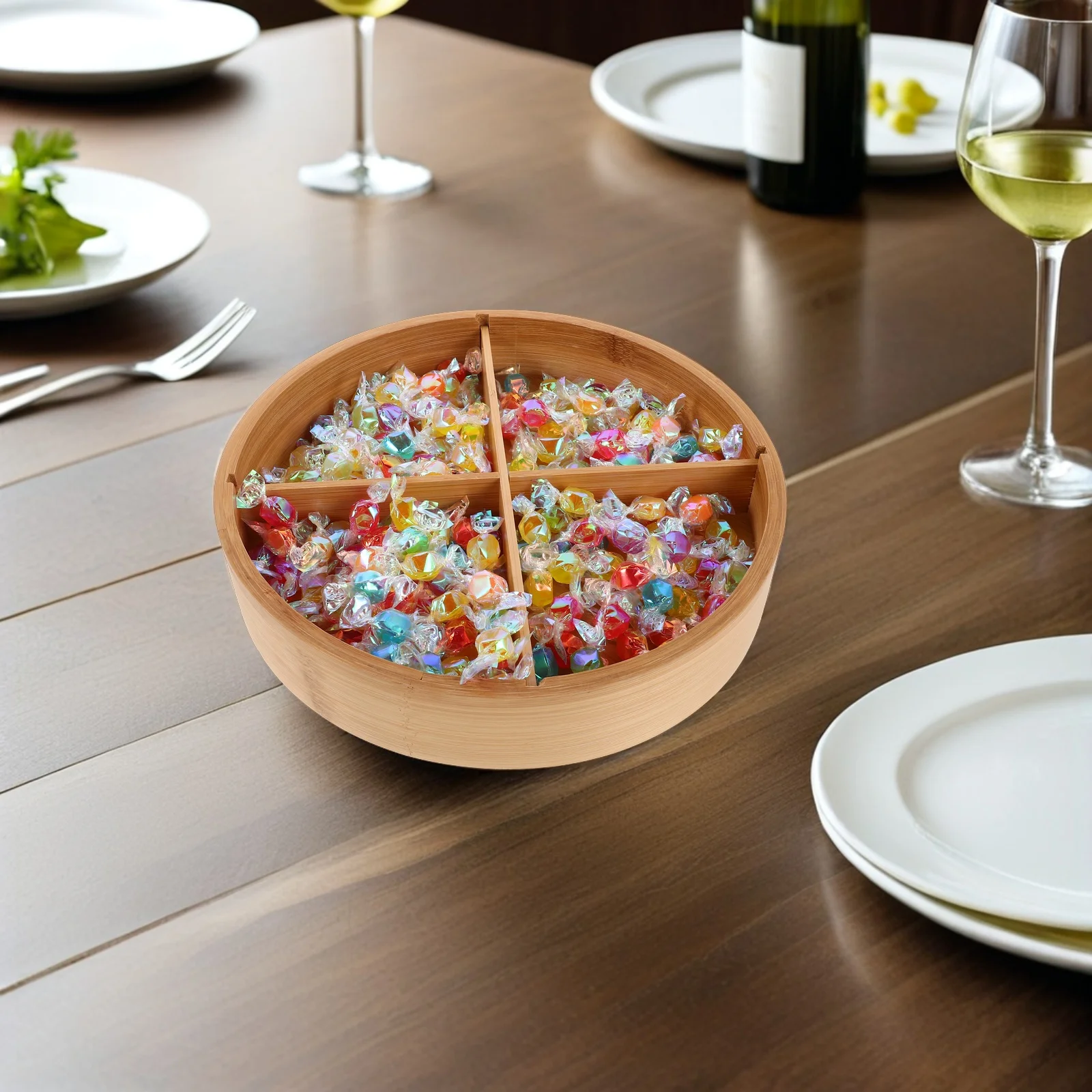 Four Section Snack Box with Lid Clear Cover Nut Organizer Dry Fruits Storage Tray Divided Serving Plate Dried Fruit Storage Box