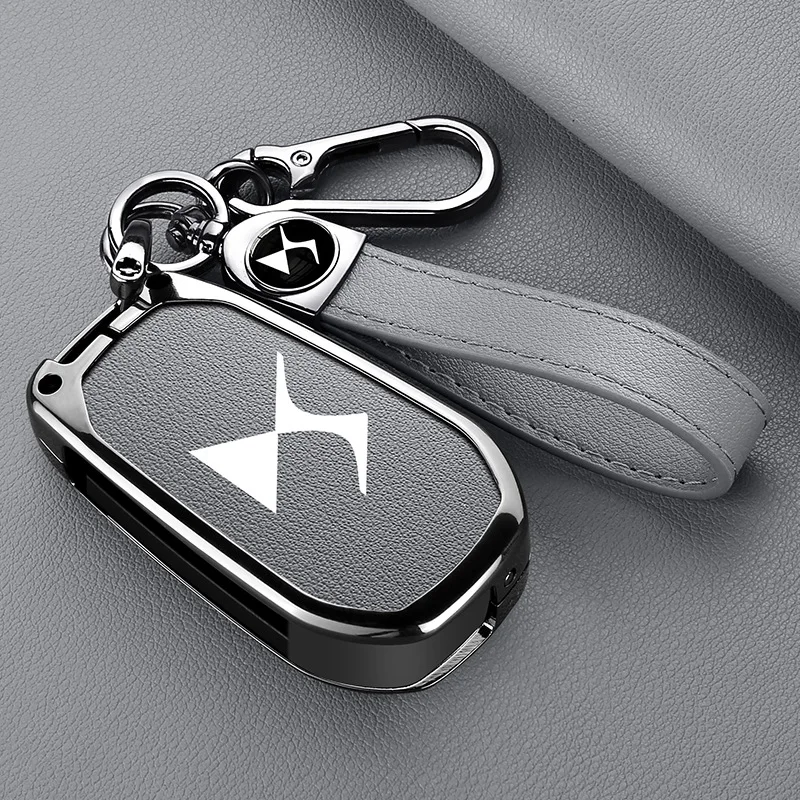 Styling Zinc Alloy Leather Car Key Case Cover Shell Keychain For DS DS7 DS5 DS6 DS9 New Energy DS4 Dias Keyless Car Accessories