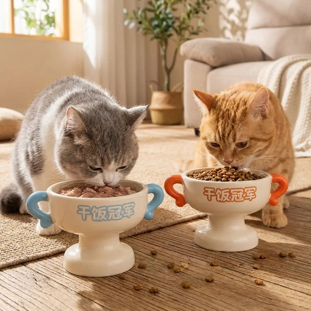 

Elevated Cat Food Water Bowl Large Capacity High Feet Pet Food Basin Non-Slip Base Stable Ceramic Pet Bowl Pet Supplies