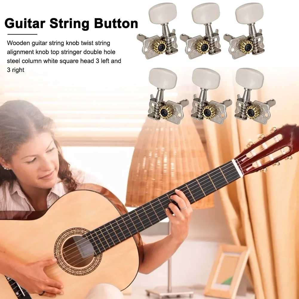 6pcs Acoustic Guitar 3L 3R Open String Button Tuning Pegs Machine Head Key Peg Tuners for Guitar Replacement Parts