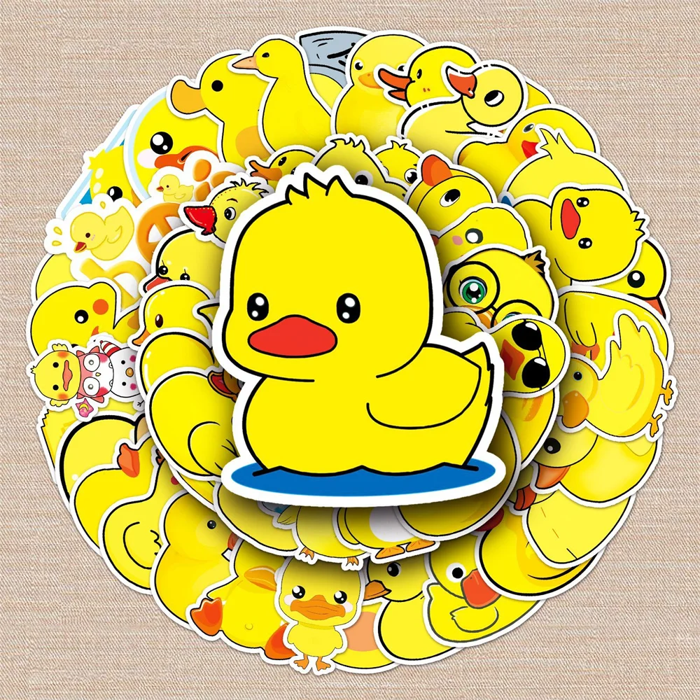 

10/30/50PCS Little Yellow Duck Cartoon Personality Creative Graffiti Sticker Desk Guitar Computer Waterproof Sticker Wholesale