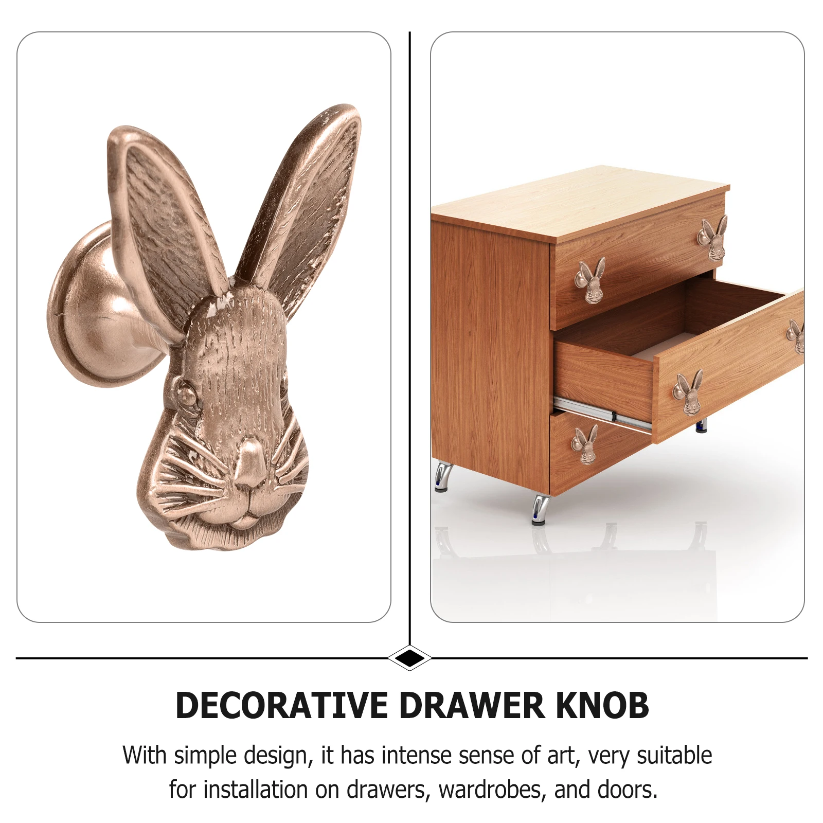 

2pcs Rabbit Shaped Drawer H Cabinet Knob Wardrobe Pull Door Kitchen Sliding Durable Non Fading Storage