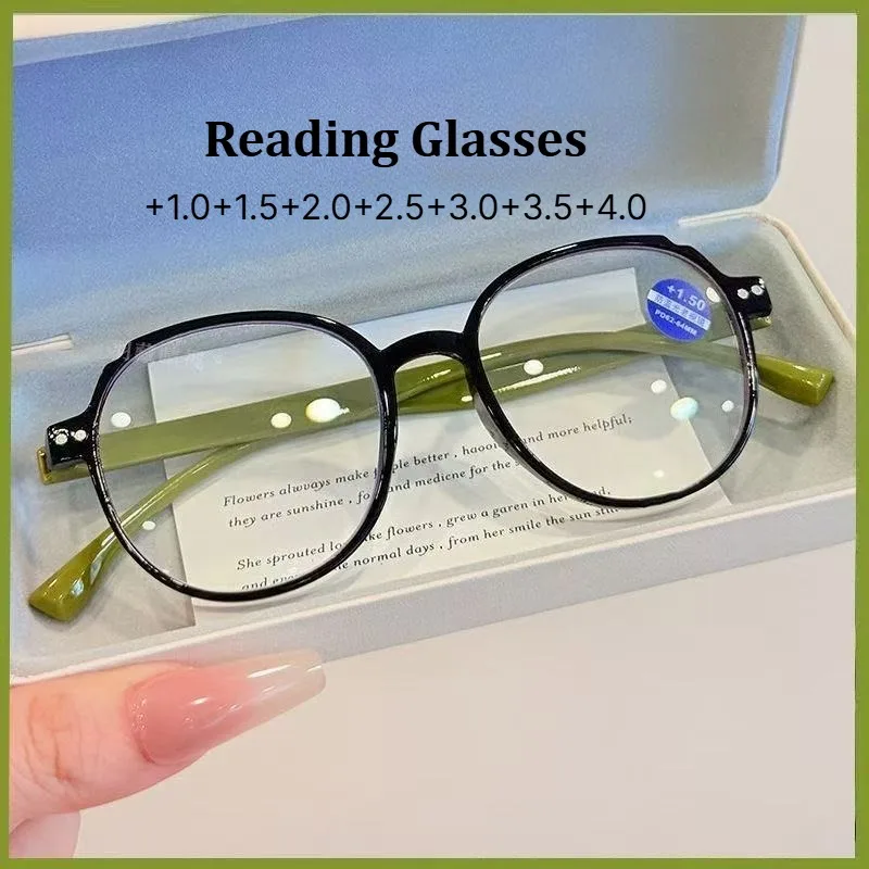 Green Round Frame Ultra-Light Reading Glasses Women Blue Light Blocking Computer Glasses Presbyopia Eyeglass Cheaper Glasses