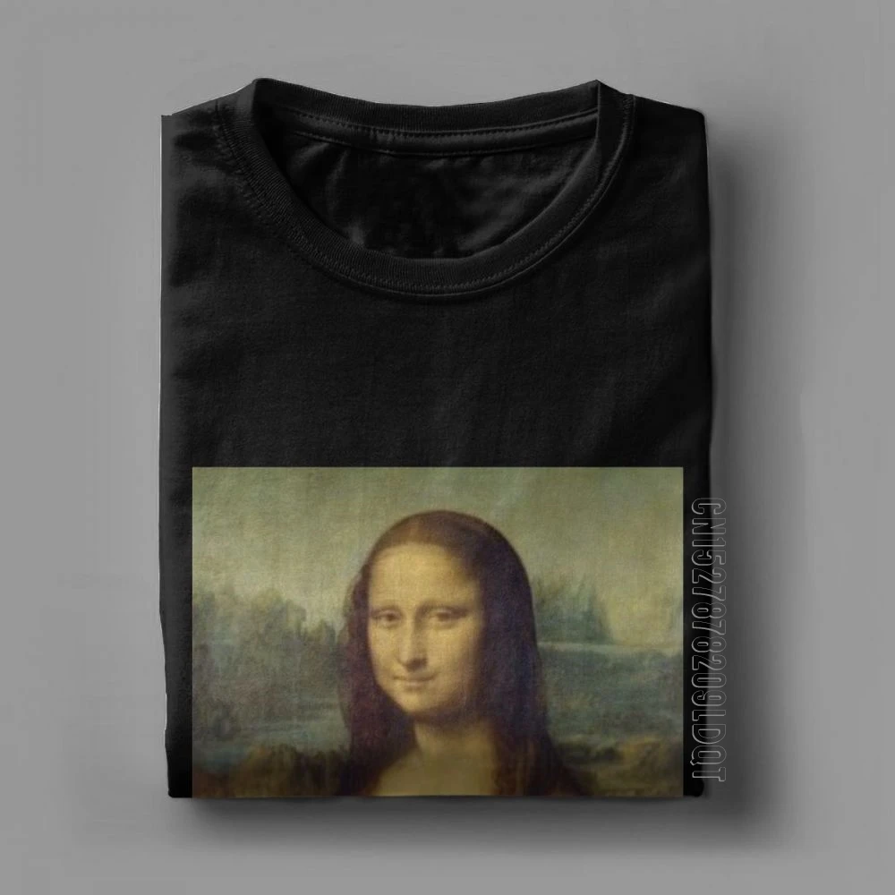 Mona Lisa T Shirt Monkey Haircut T-Shirt Man's Joconde Simple 100% Cotton Short Sleeves Basic Tees O-Neck Print Tops