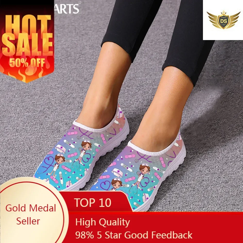 

Gradient Sketch Nurse Women Shoes Summer Comfortable Flats Nursing Design Shoes Medical Print Slip-on Loafers Mujer