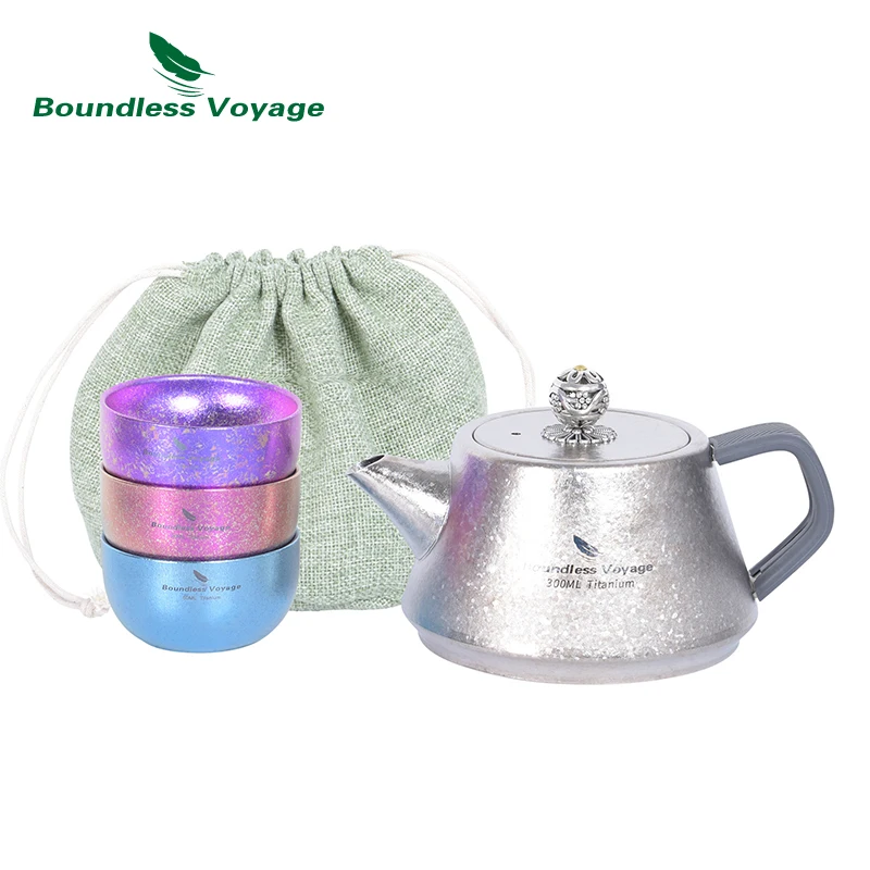 

Boundless Voyage Titanium Tea Pot with Strainer 300ml Outdoor Camping Travel Kettle Portable Single Layer Little Teapot