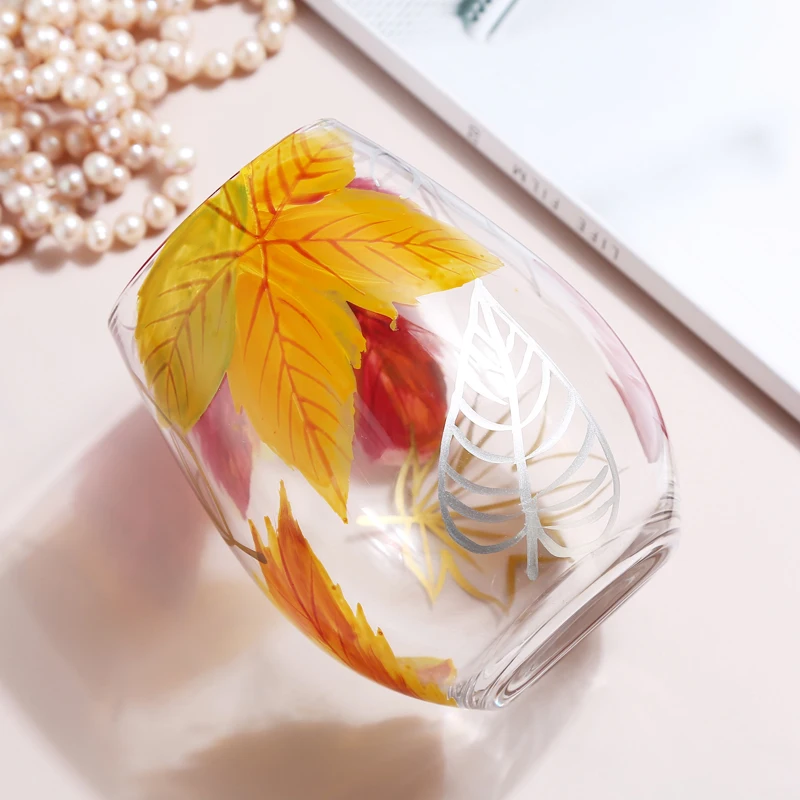 Creative Print Water Glass Goblet Set, Europe Wine Glasses, Crystal Glasses, Large Capacity, Hotel and Home Drinkware, 2 PCs/Set