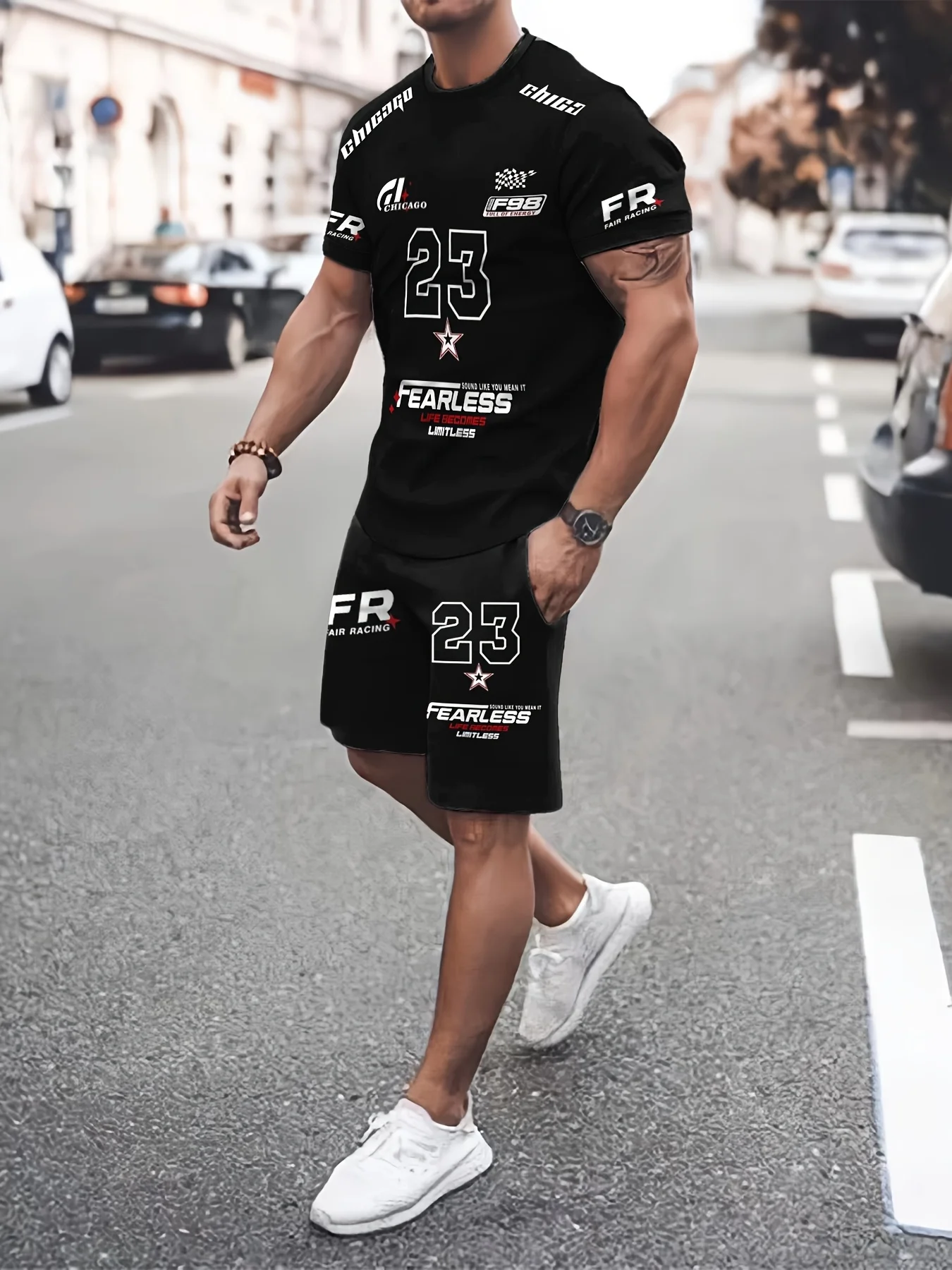 

2025 New Fashion Light Luxury Trend Suit Shorts Short Sleeves Quick Drying