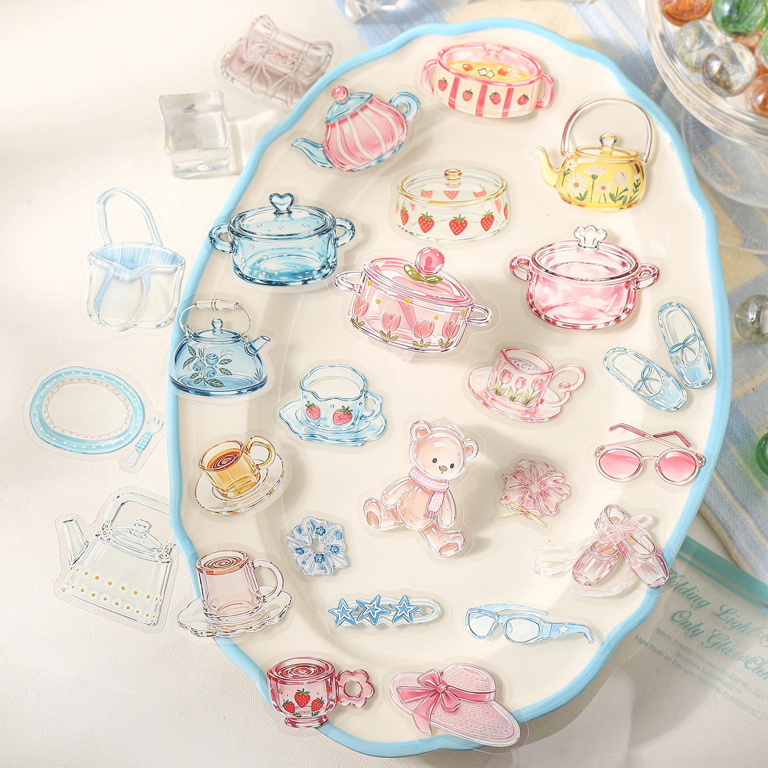 

Vintage Glass Fruit Flower Cake Landscape PET Sticker Creative DIY Journal Material Collage Scrapbooking Stationery