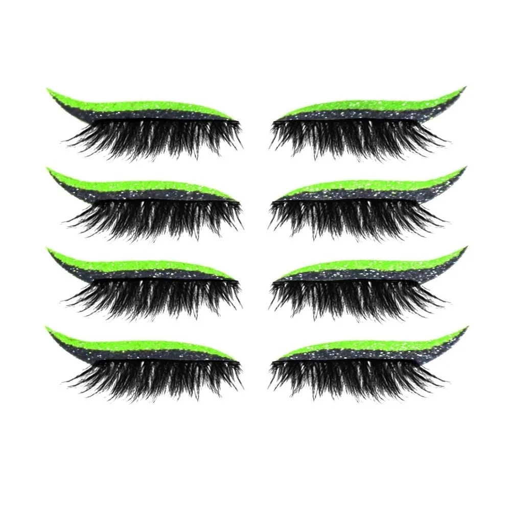 4 Pairs Lazy Eye Shadow Eyelash Patch Reusable With Eyeliner Lazy Eyelash Stickers Self-Adhesive Waterproof Eye Makeup Stickers