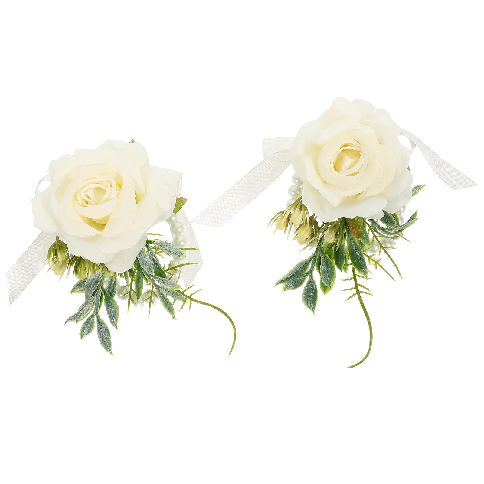2Pcs Wrist Flower Decor Elegant Bridal Hand Flower for Rustic Weddings Bride Wristband Decor Costume Accessory