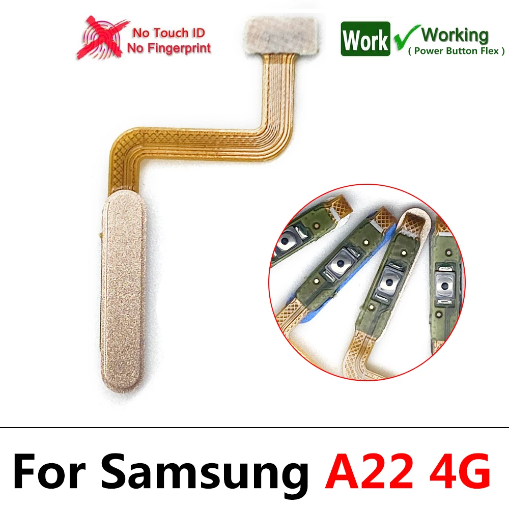 30Pcs，NEW Repair For Samsung A22 4G  / A22 5G  Power Home Button Menu Return Key NO Fingerprint Touch ID Recognition Sensor Flex