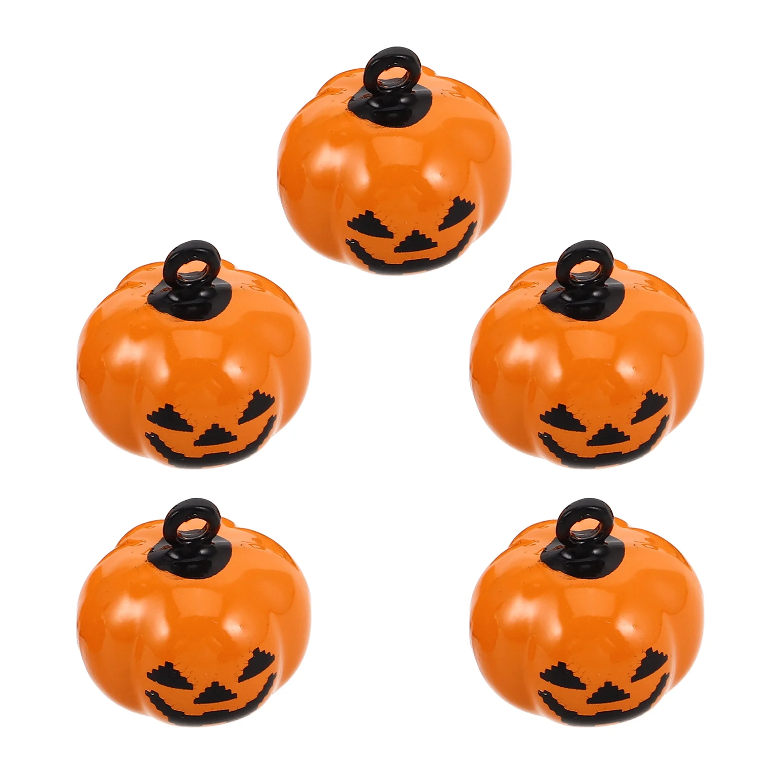 5pcs Cartoon Pendant Pumpkin Shape Copper Pet Necklace Accessories Halloween Decoration(Orange)