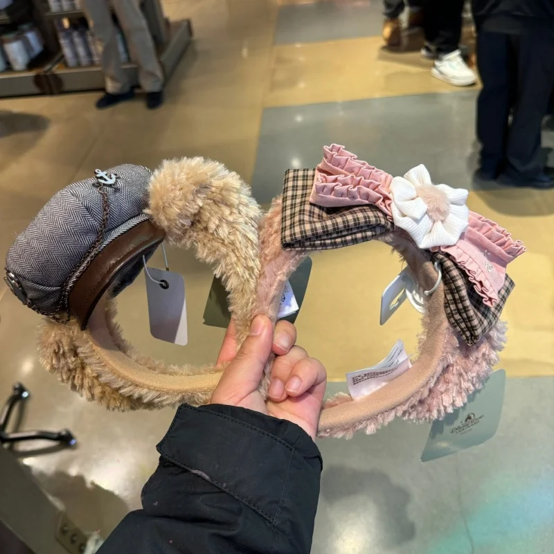 

Disney Duffy ShellieMay Plush Headband Furry Hair Hoop Ruffled Bow Checkered Valentine's Day Gift Classroom Series