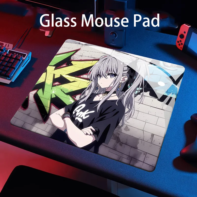 

Japanese Animation Anime White Haired Girl Photovoltaic Glass Mouse Pad E-sports Game Office Computer Keyboard Desktop Decorate