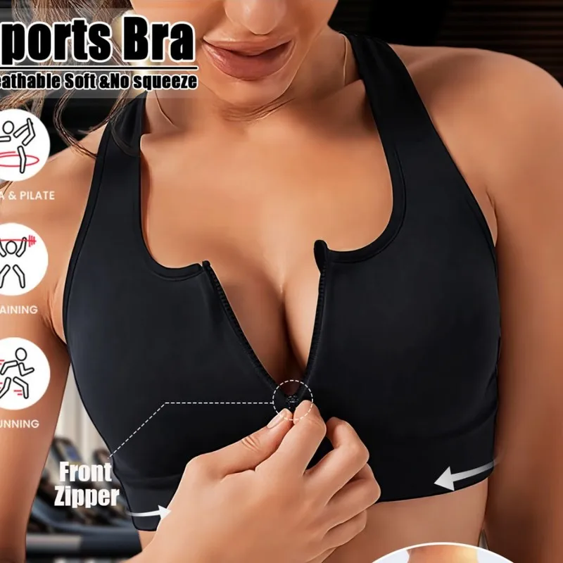 Popular shockproof sports bra for women, breathable, push-up, makes large breasts appear smaller, fitness tank top, yoga underwe