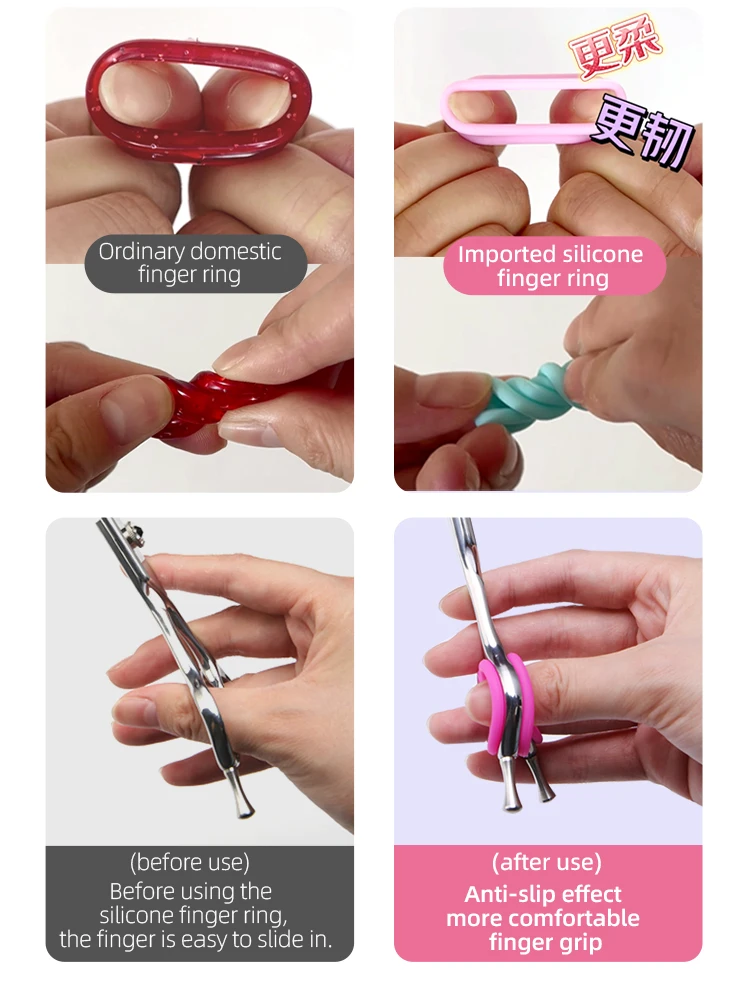 Fenice Pet Scissors Silicone Finger Rings Imported Soft Finger Non Slip Ring Beautician Finger Set Ultra Soft and Comfortable