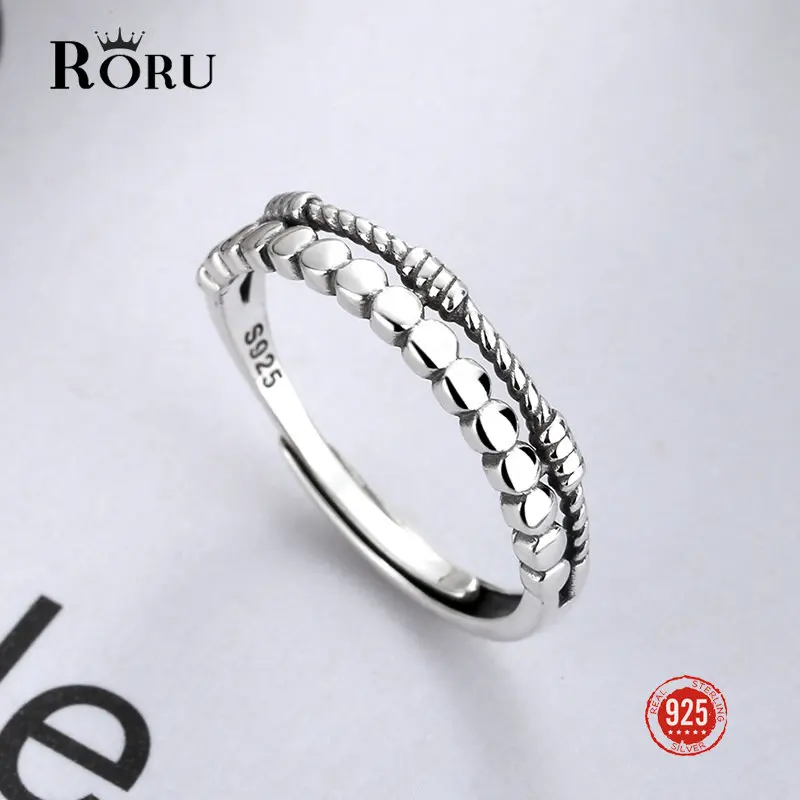 925 Sterling Silver Fashion Korean Style Complex Simple Ancient Twist Finger Ring Open Mouth Girls' Jewelry For Women Men Gifts