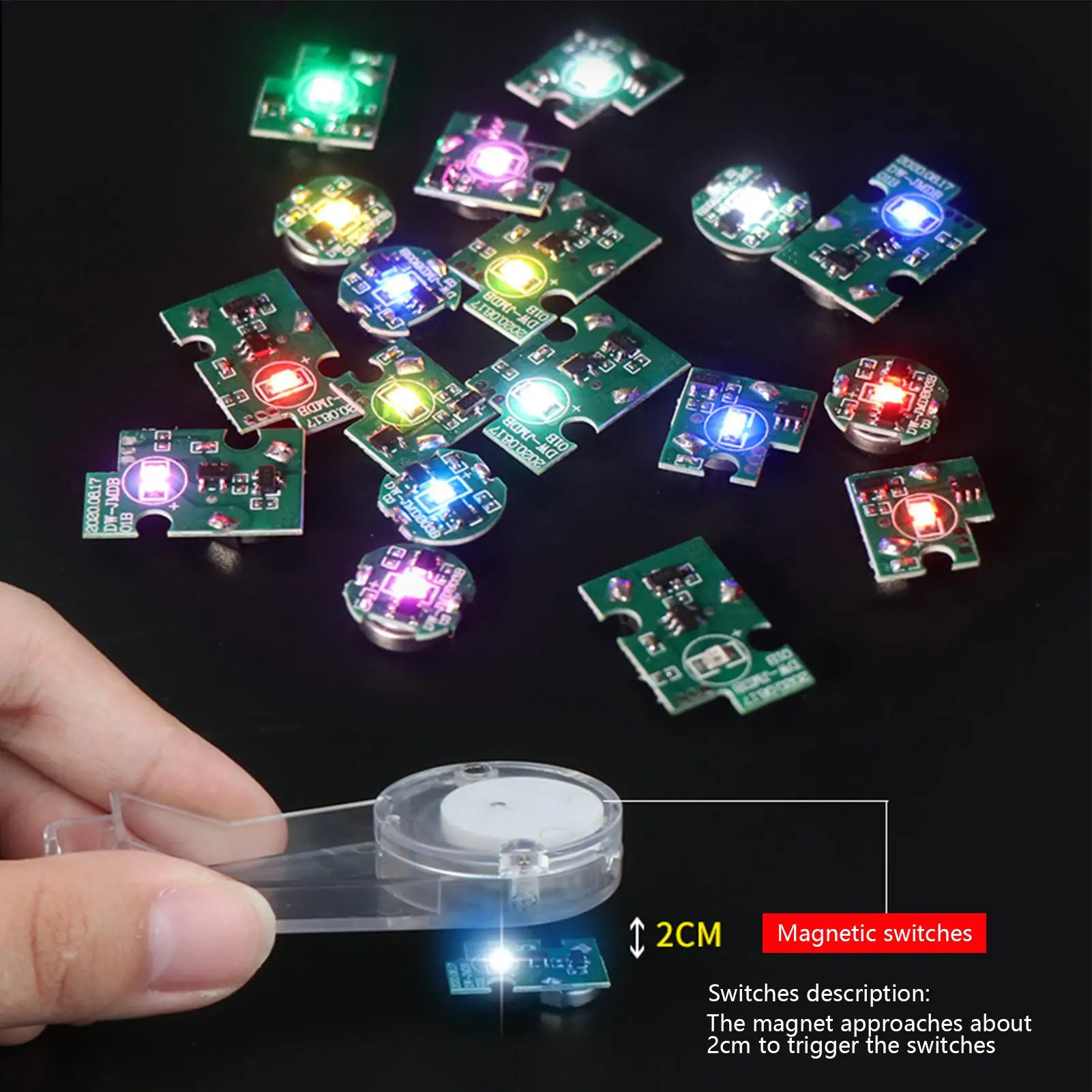 Magnetic Control LED Light Mini Wireless LED Lamp Induction Switch Battery Magnet Lighting Robots Model Scene DIY Model Lamp