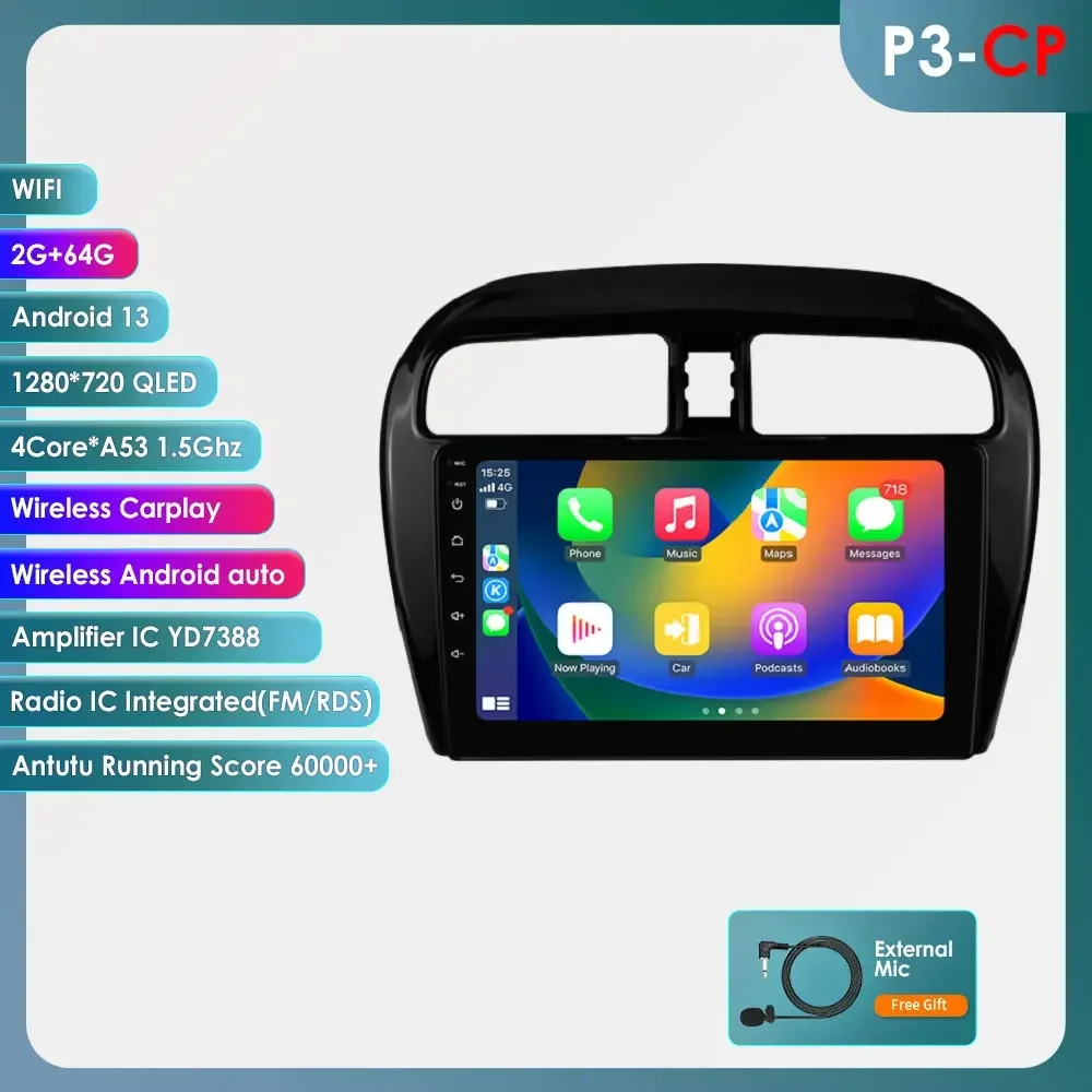 6115 Android Autoradio voor Mitsubishi Space Star Dodge Attitude Mirage 2012-2023 Carplay Android Auto GPS multimedia Speler WIFI
