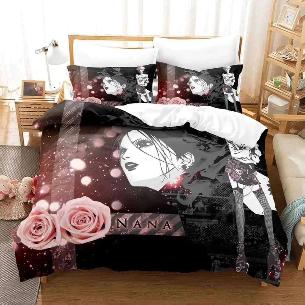 Anime Nana Black Stones Bedding Set Duvet Cover Bed Set Quilt Cover Pillowcase Comforter king Queen Size Boys Adult Bedding Set