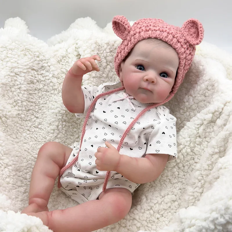 45cm Silicone Body Reborn Baby Doll Bettie Lifelike Real Picture 3D Skin Multiple Layers Painting  with Hand Draw Hair