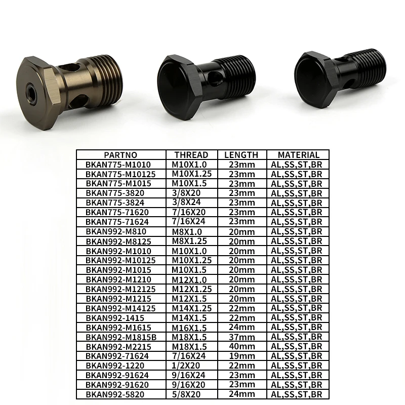 Aluminum M16x1.5 M18*1.5 M22*1.5 Bolt Hydraulic Clutch Screw & Banjo Adaptor Bolt Fitting Male AN10 Ball Fitting Adapter Kit