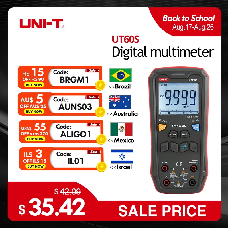UNI-T ut60s multímetro digital inteligente ut60bt bluetooth multímetro true rms 1000v ac dc testador de tensão amperímetro medidor de frequência