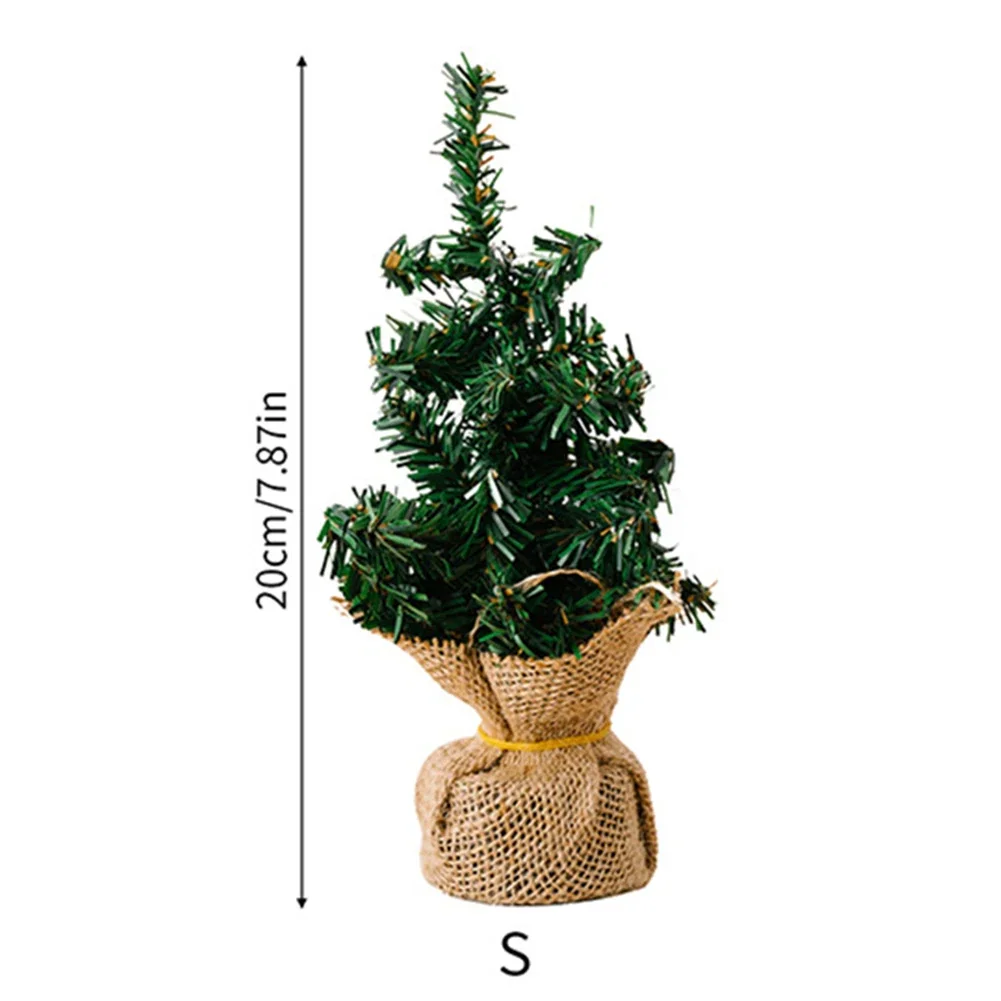 Mini Christmas Trees Ornament with Natural Burlap Wooden Base Compact Size for Any Space Elevate Holiday Celebrations