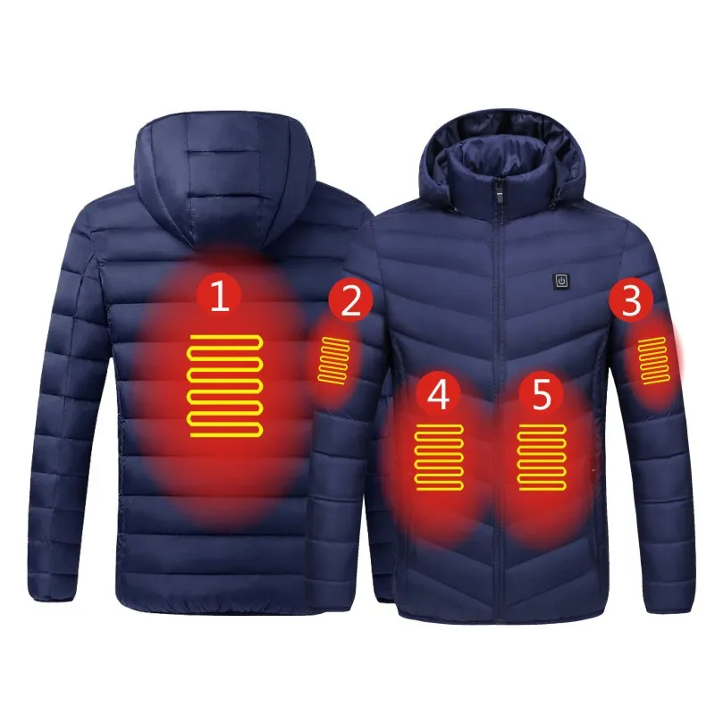 Outdoor Hooded Warm Heated Coats Autumn Winter Heating Clothing Smart Constant Temperature Men Women USB Heated Cotton Jackets