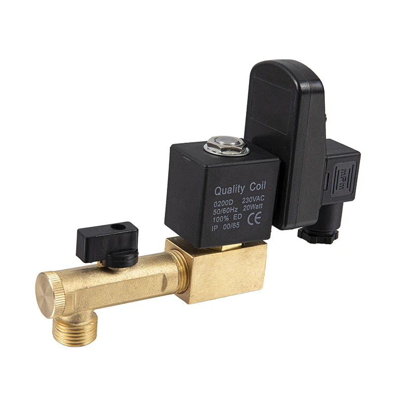 Two-way solenoid valve pneumatic timer brass mechatronic automatic drain valve