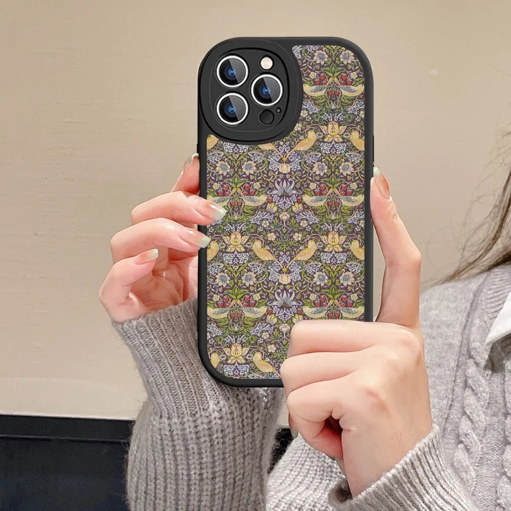 William M-Morris-Strawberry T-Thief Designs Phone Case Hard Leather For iPhone 14 13 12 Mini 11 14 Pro Max Xs X Xr 7 8 Plus 6 6s