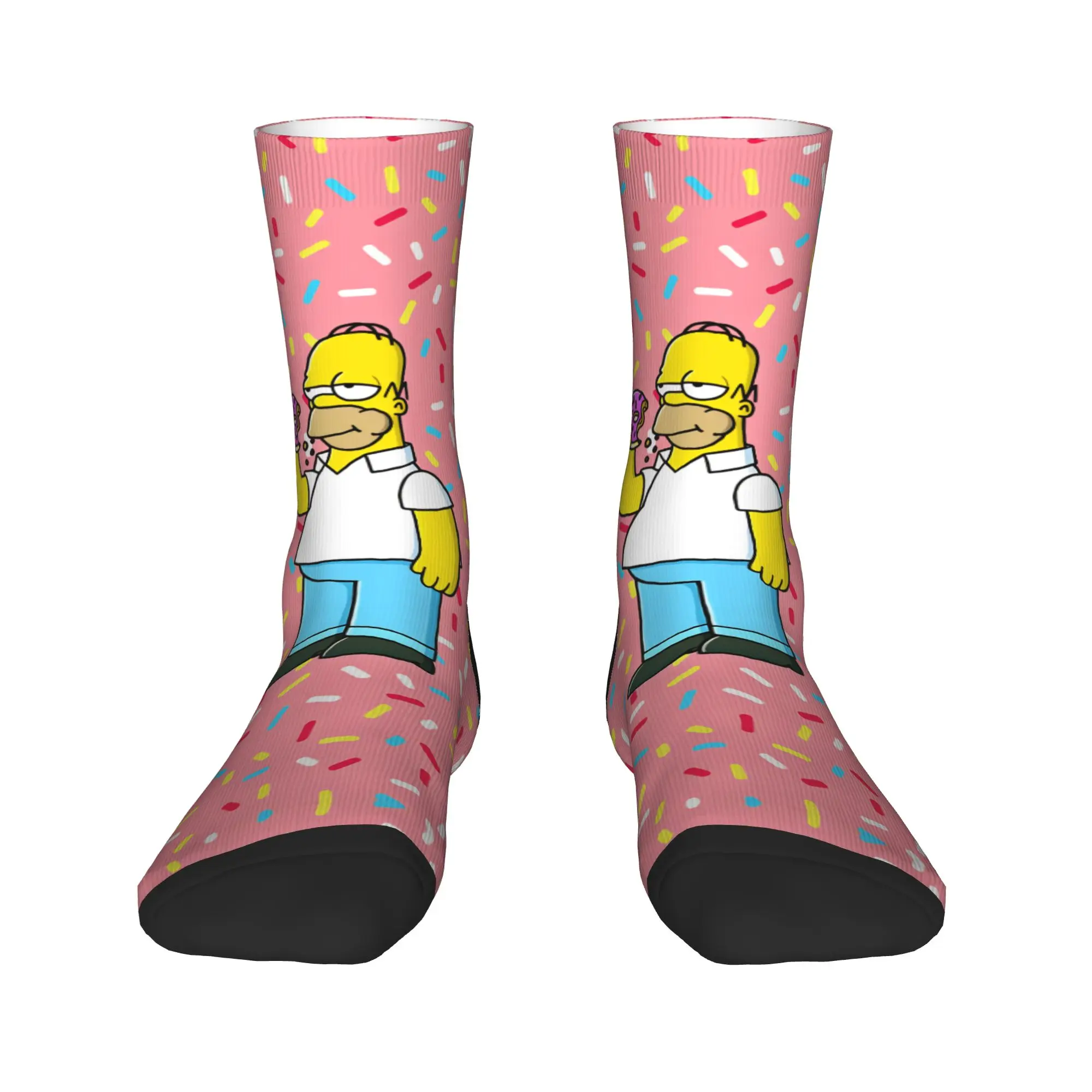 Homer S-Simpsons Donut Sprinkles Background Stockings Unisex Men  Socks Comfortable Gothic Socks Winter Outdoor Anti-Slip Socks