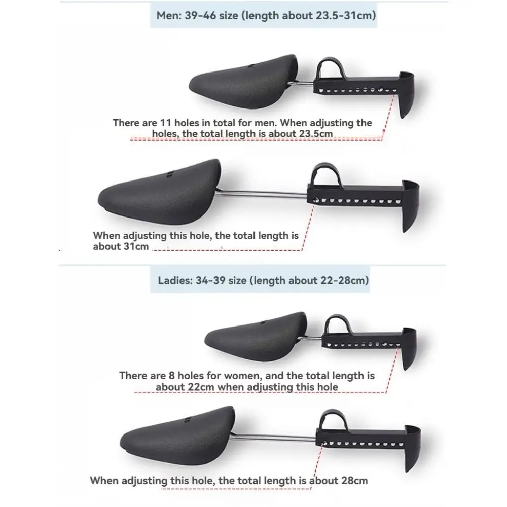 1 Pair New Plastic Shoe Stretcher Durable Adjustable Tree Shaper Rack Black Leather Boots Expander Holder For Men Women