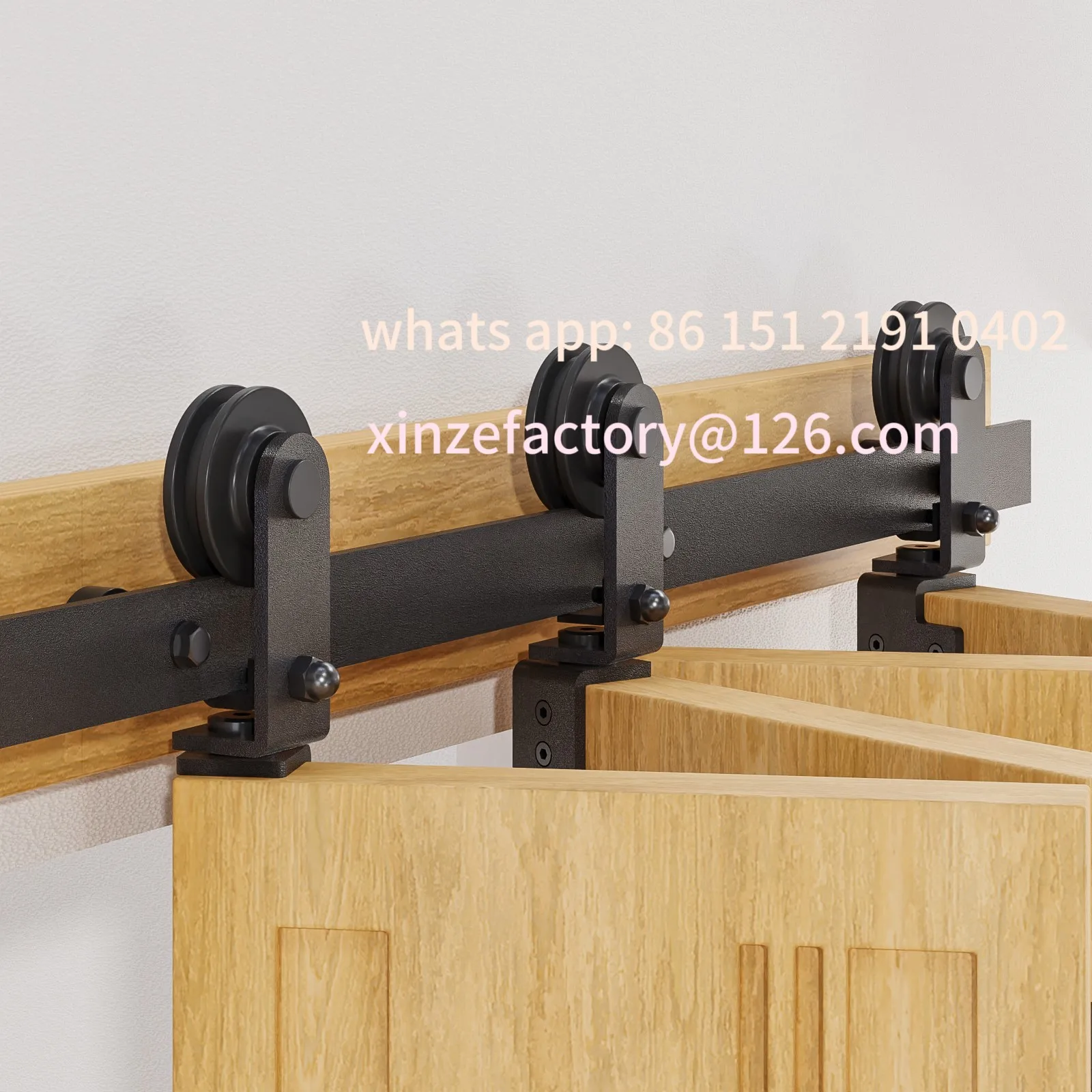 

Customizable Barn Door Hardware Track Kit Suitable for 4 Door Panels New Accordion Style Easy Install (Door Not I